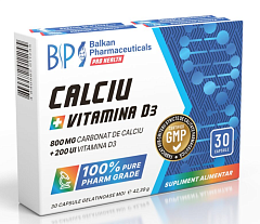 Balkan Pharmaceuticals Calcium + Vitamin D3, 30 капс