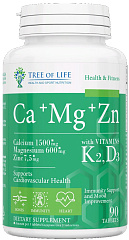 Tree of Life Ca+Mg+Zn+Vitamin K2+D3, 90 таб