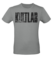 Kultlab Футболка мужская Бодибилдер (чёрный логотип), серая - чёрная