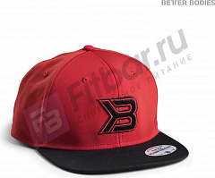 Better bodies 130356-399 BB Flat Bill Cap Кепка, Red/Black