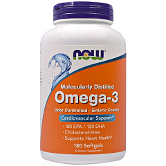 NOW Omega 3, 180 капс